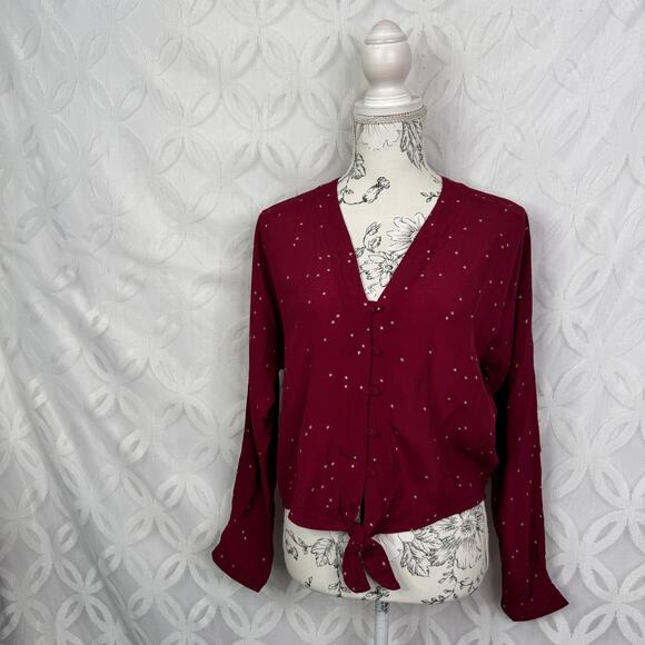 Rails Sloane Top Rogue Gradient Stars Button Shirt Size XS Tie Front Blouse - Picture 11 of 13